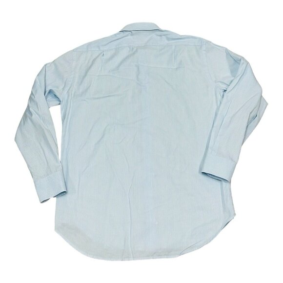 Barneys New York‎ Men's 16-R Trim Fit Striped Blue Long Sleeve Button Down Shirt - Picture 3 of 5